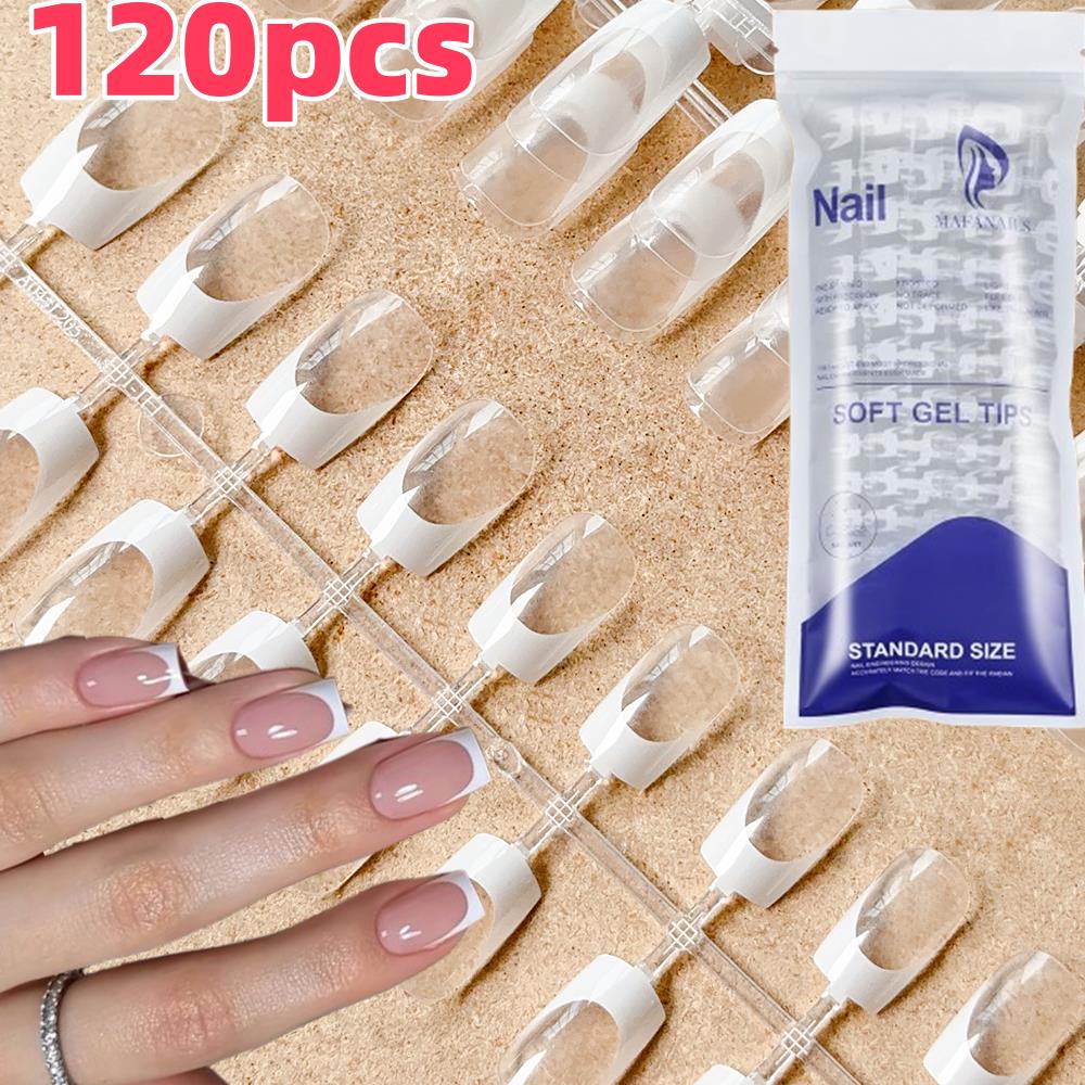 Nail Art Wedding - 120 adet/torba Şeffaf Fransız Tabut Şeklinde