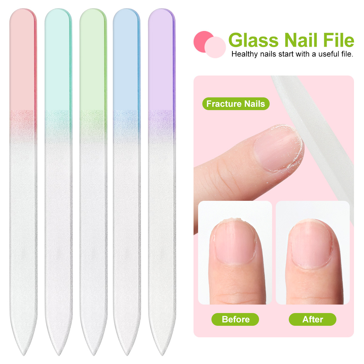 Nail Art Glossy - Renk Nano Cam tırnak törpüsü Şeffaf
