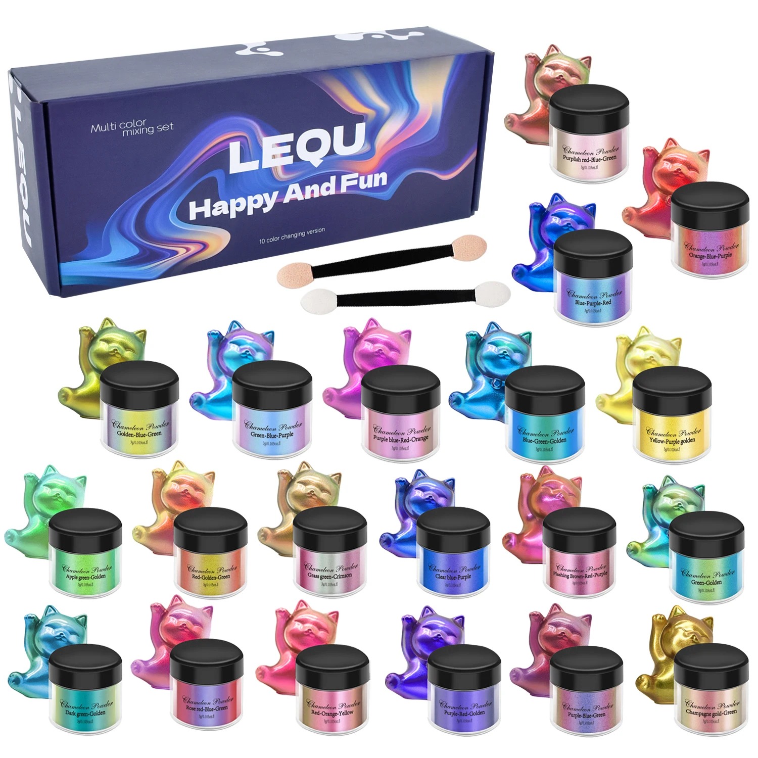 Nail Glitter Chrome - Bir dizi bukalemun pembesi tırnak krom