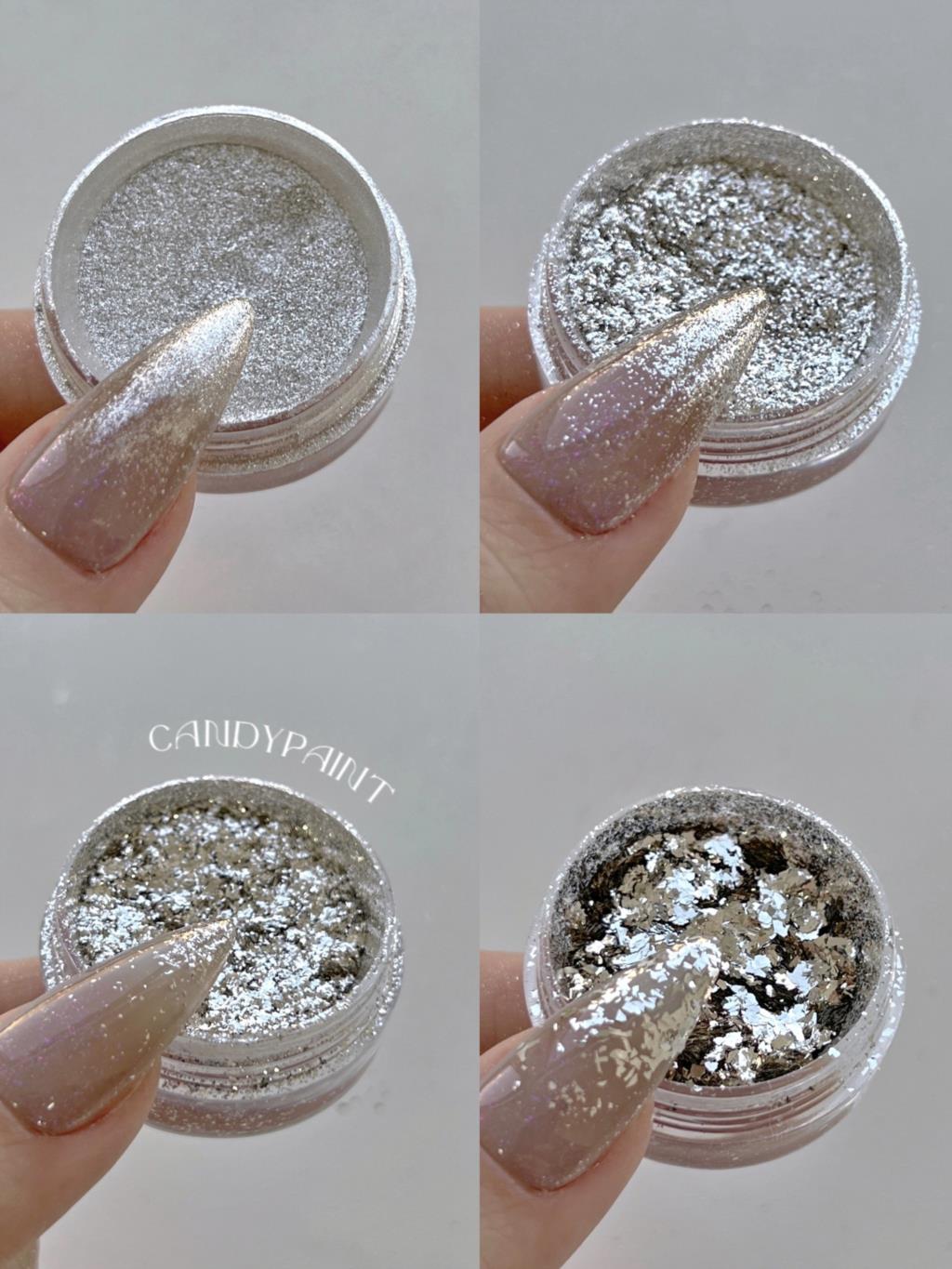 Nail Glitter Chrome - Gümüş krom tırnak tozu/gümüş krom pul