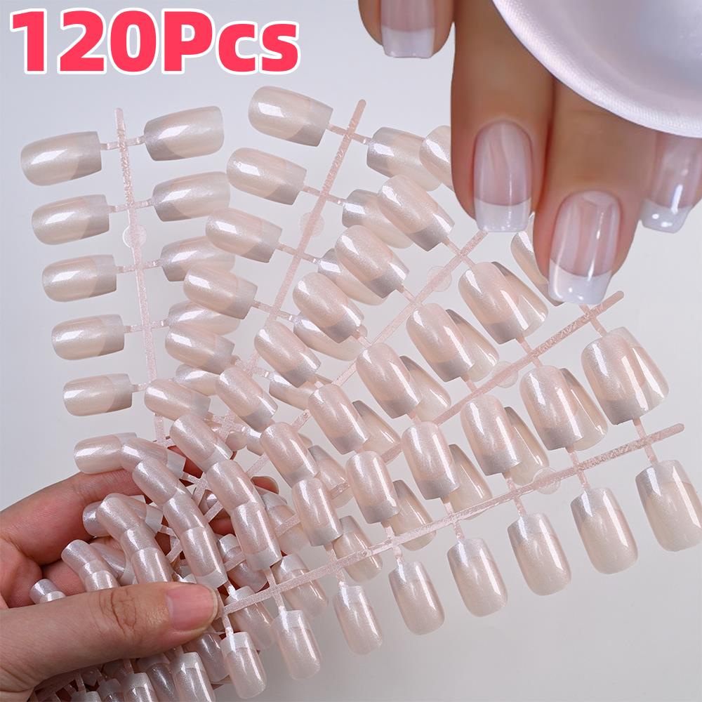 Nail Art Wedding - 120 Adet Parlak Sedefli Fransız Takma
