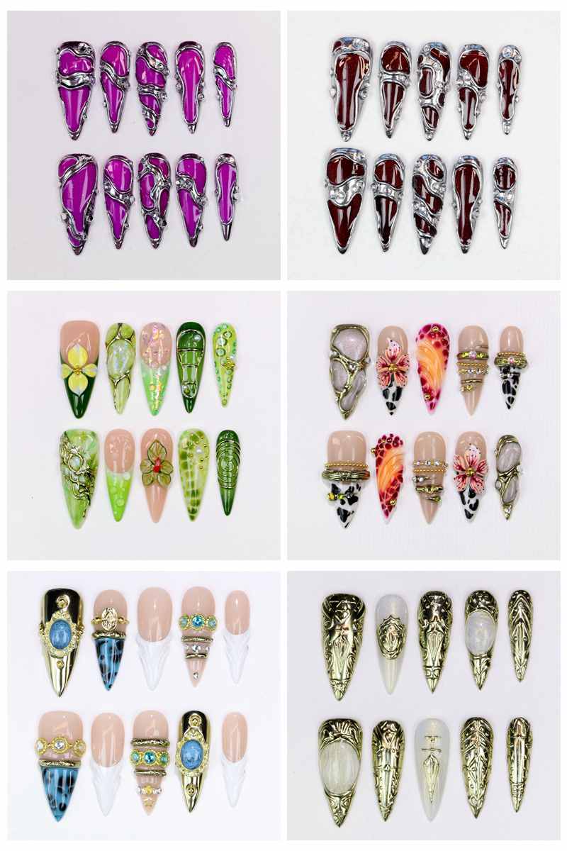 Nail Art Glossy - 10 Adet Uzun Stiletto Takma Tırnak